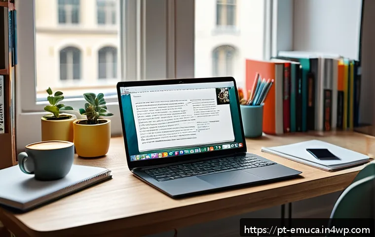 자율적 학습을 위한 정보 활용법 - A cozy home study setup featuring a modern desk with a laptop open to a digital note-taking app like...