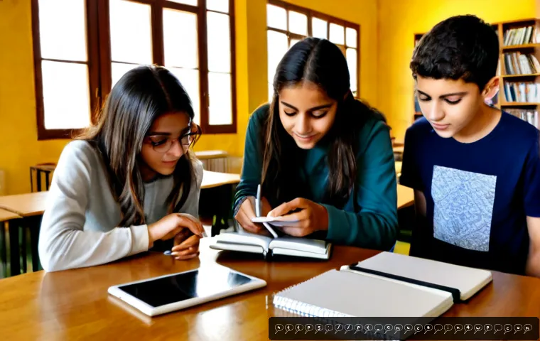 Home 17 자율적 교육 방법론의 혁신적 접근 - Photorealistic autonomous learning scene in a bright Portuguese community library, a diverse group o...